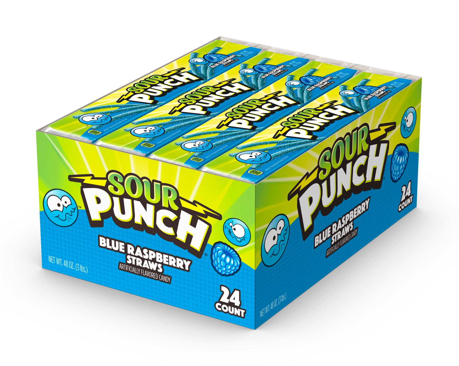 Sour Punch Blue Raspberry Straws - 24 ct