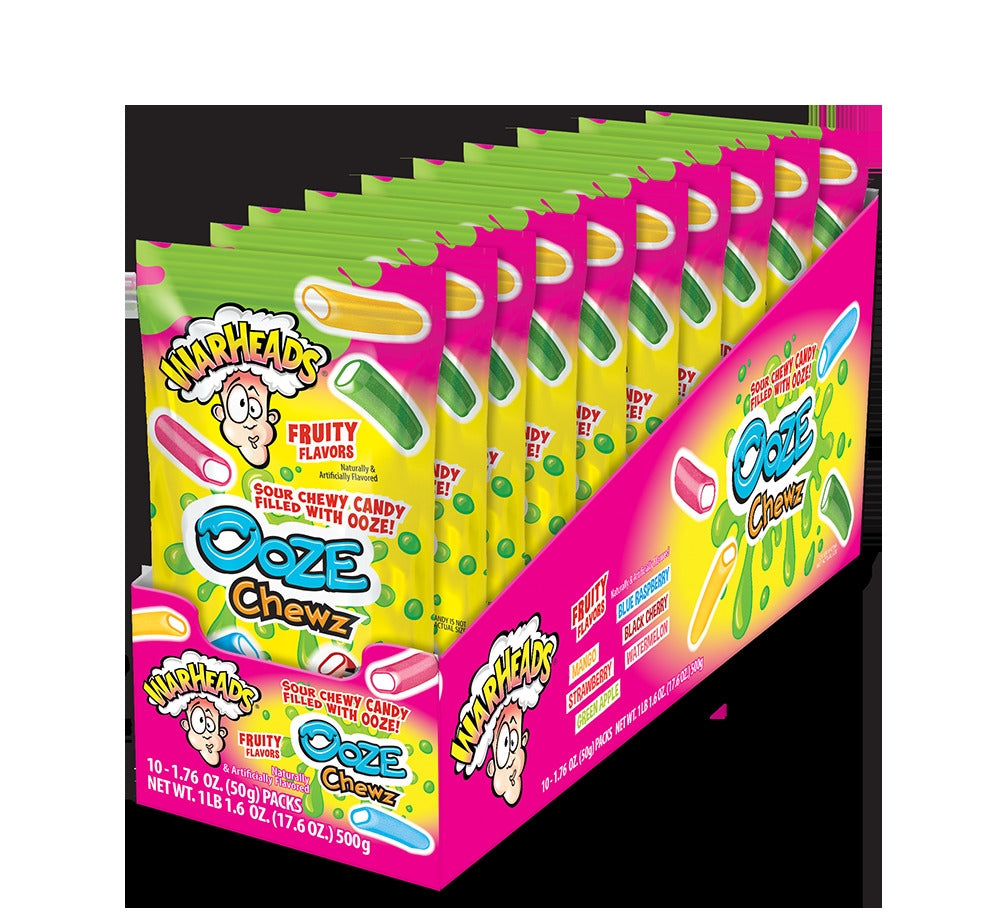Grab a snack size of these Warheads sour chewy candy filled with