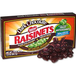 Raisinets, Dark Chocolate Covered California Raisins, Movie Theater Candy  Box, 3.1 oz each, Bulk 15 Pack