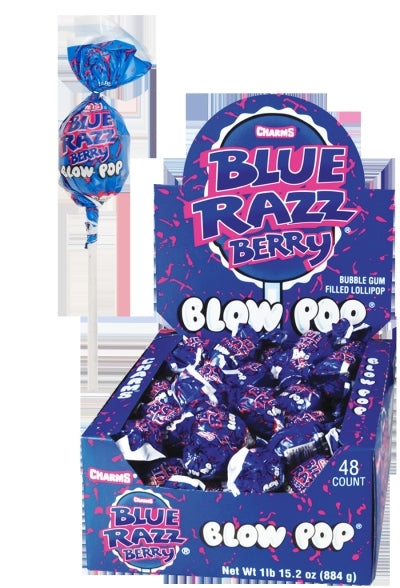 Charms Blow Pop Blue Razz Berry - 48/box